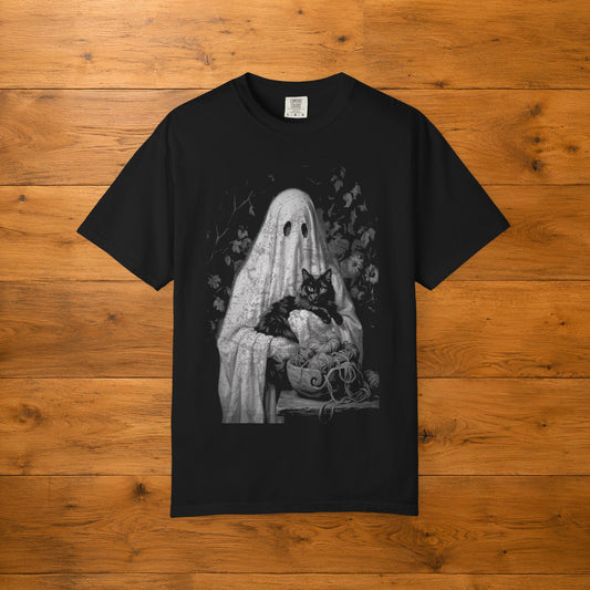 Spooky Yarn Club Ghost & Cat Shirt — Halloween Gift for Crocheters