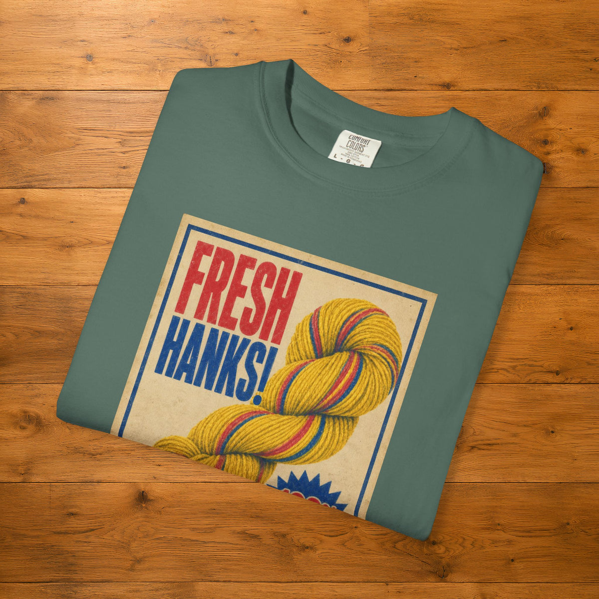Fresh Hanks Vintage Poster Tee — Funny Retro Gift for Yarn Lovers