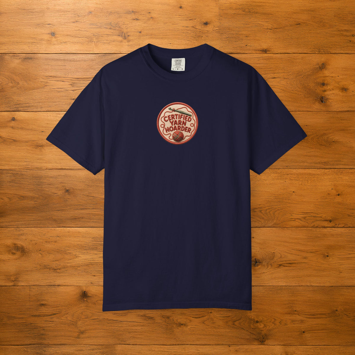 Certified Yarn Hoarder Tee | Funny Crochet Patch Gift