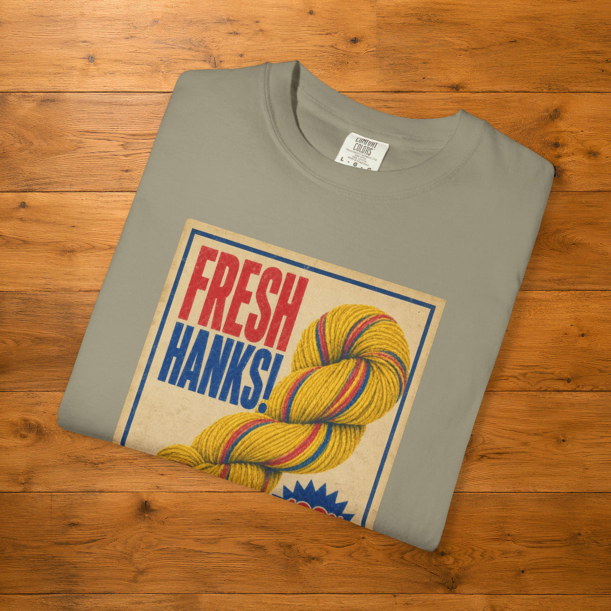 Fresh Hanks Vintage Poster Tee — Funny Retro Gift for Yarn Lovers