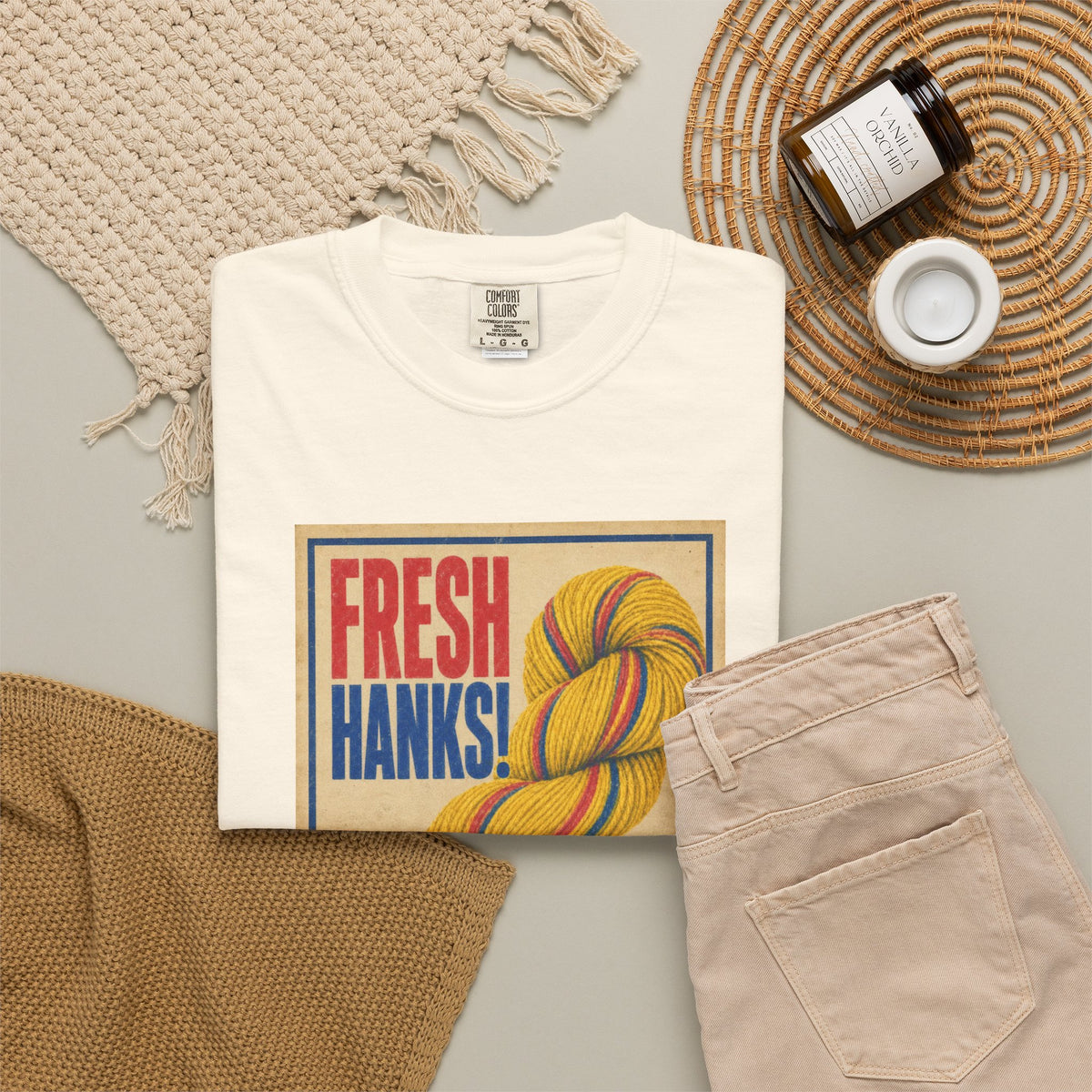 Fresh Hanks Vintage Poster Tee — Funny Retro Gift for Yarn Lovers