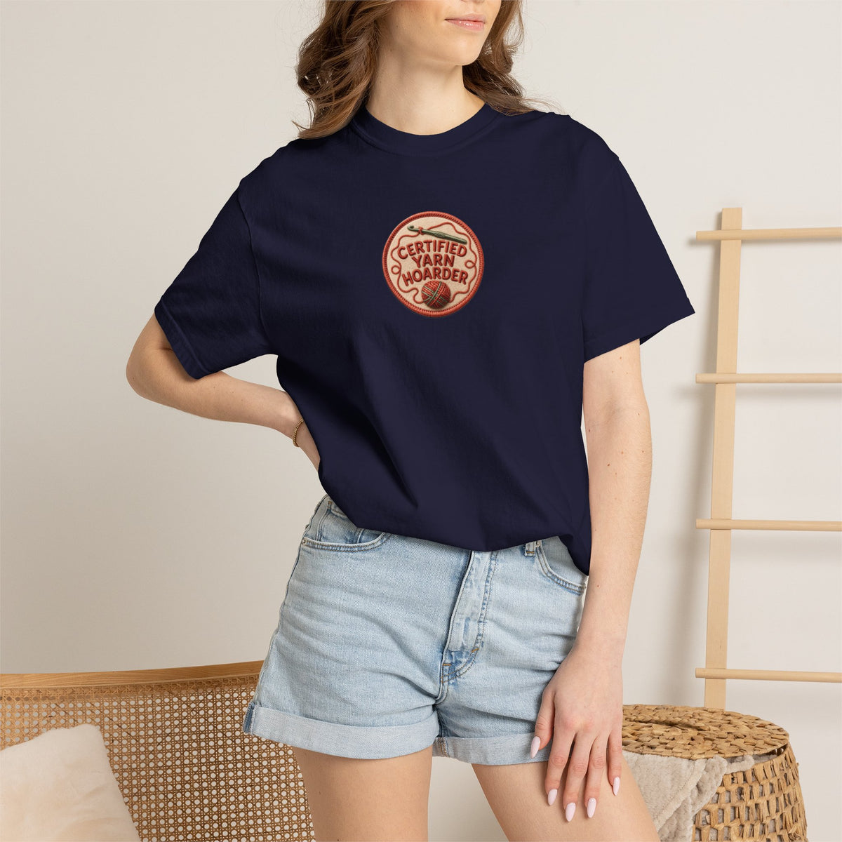 Certified Yarn Hoarder Tee | Funny Crochet Patch Gift