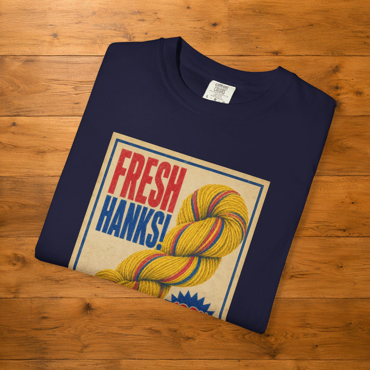 Fresh Hanks Vintage Poster Tee — Funny Retro Gift for Yarn Lovers