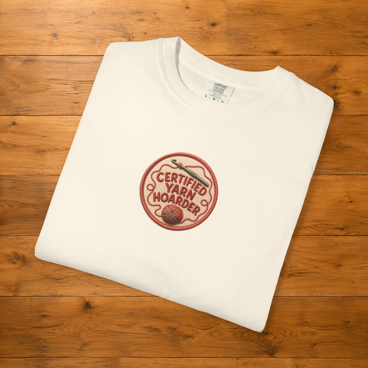 Certified Yarn Hoarder Tee | Funny Crochet Patch Gift