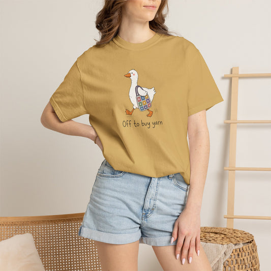 Off to Buy Yarn Shirt, Funny Goose Crochet Tee, Cute Yarn Lover Gift, Granny Square Bag Graphic, Comfort Colors 1717 | Shepherds Cottage