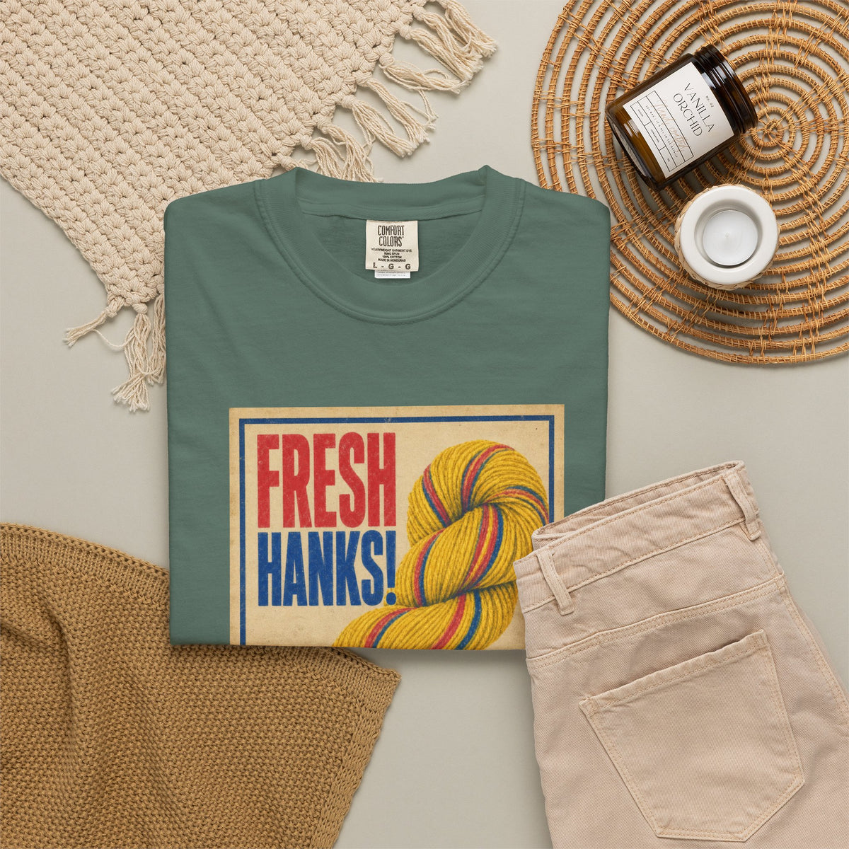 Fresh Hanks Vintage Poster Tee — Funny Retro Gift for Yarn Lovers