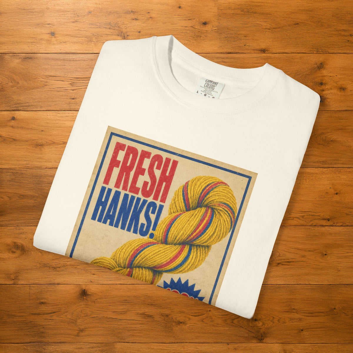 Fresh Hanks Vintage Poster Tee — Funny Retro Gift for Yarn Lovers