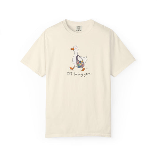 Off to Buy Yarn Shirt, Funny Goose Crochet Tee, Cute Yarn Lover Gift, Granny Square Bag Graphic, Comfort Colors 1717 | Shepherds Cottage