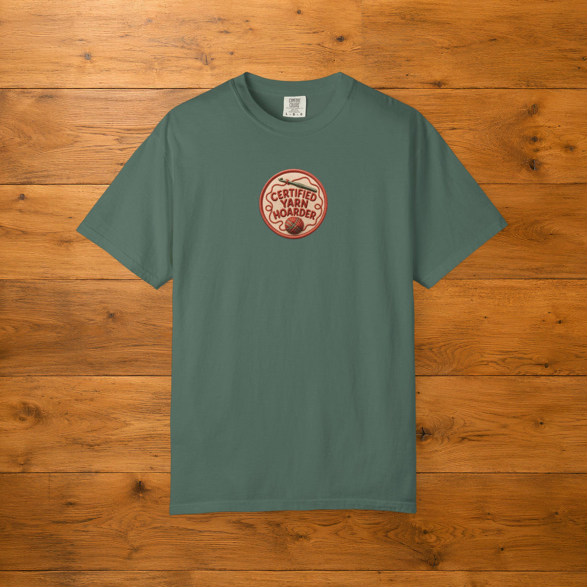 Certified Yarn Hoarder Tee | Funny Crochet Patch Gift