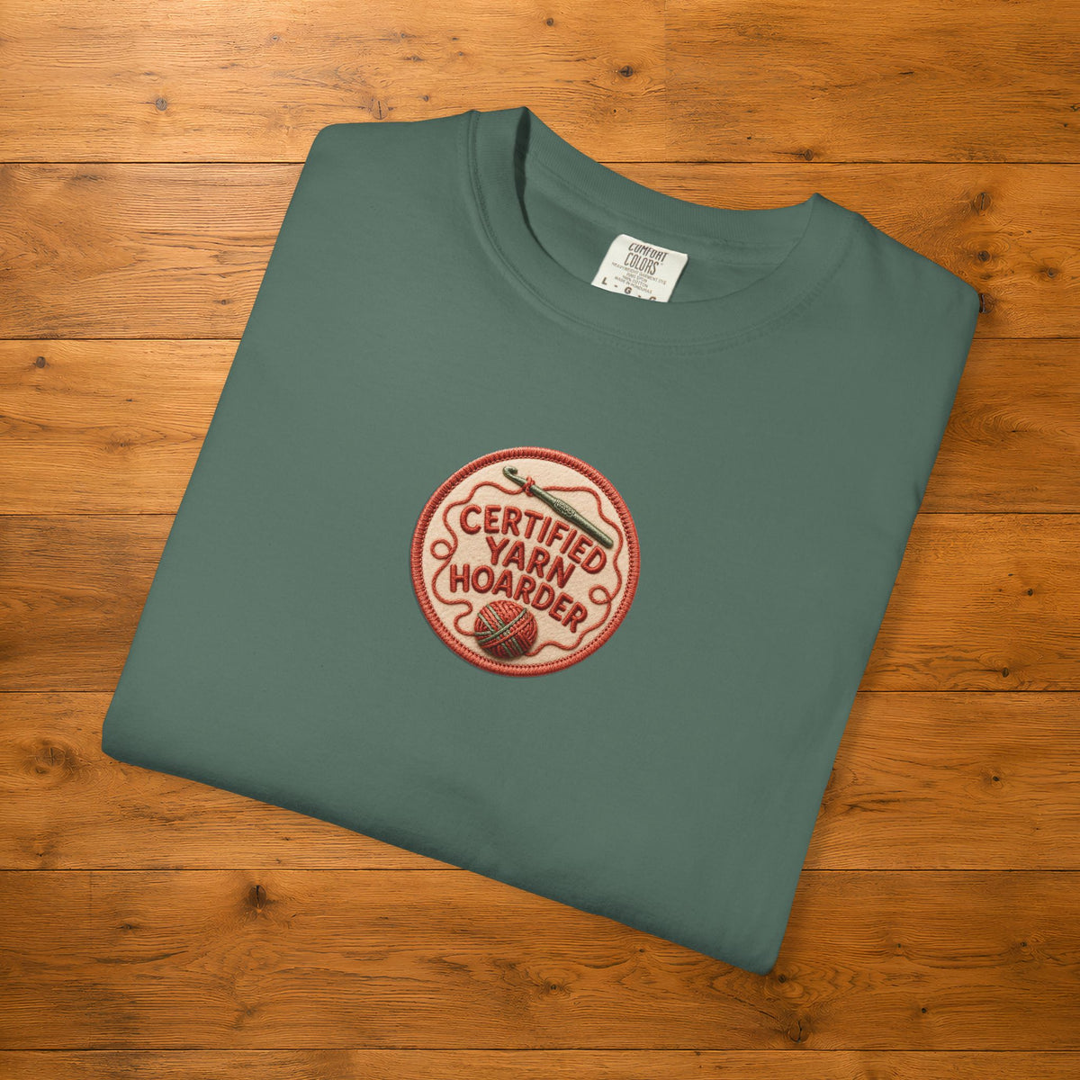 Certified Yarn Hoarder Tee | Funny Crochet Patch Gift
