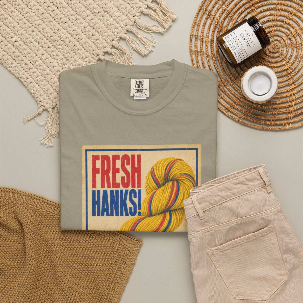 Fresh Hanks Vintage Poster Tee — Funny Retro Gift for Yarn Lovers