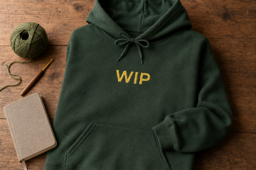 WIP Embroidered Hoodie — Cozy Gift for Makers & Crafters
